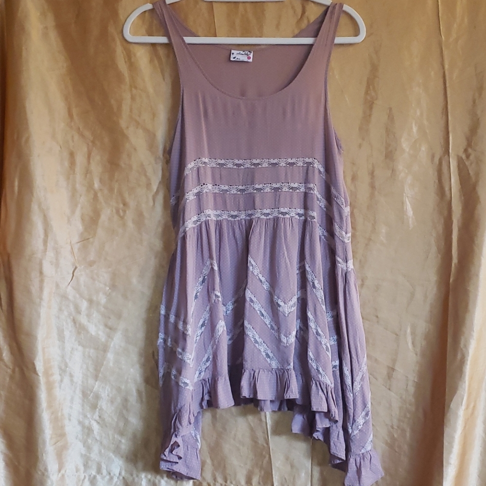 Intimately Free People Nude Purple Polka Dot Dress